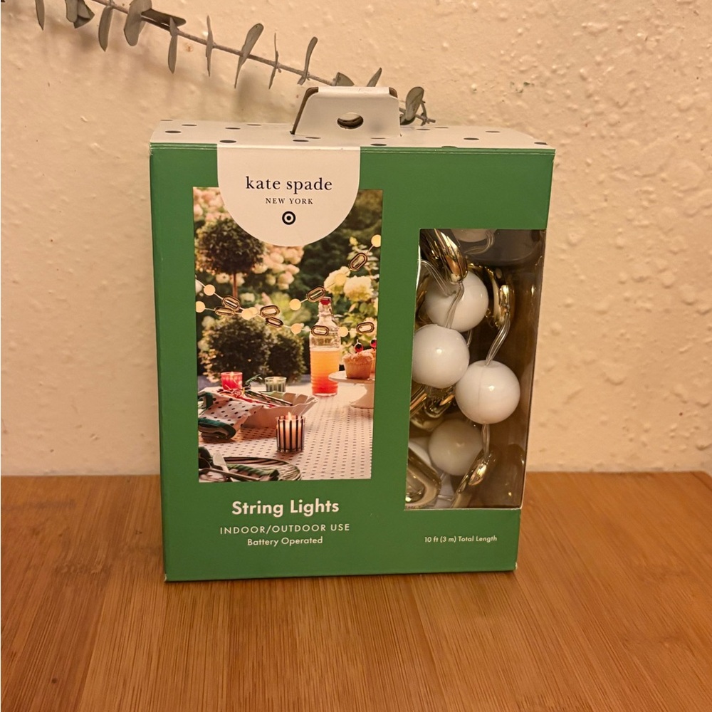 NEW KATE SPADE NY String Lights Led Indoor Outdoor Battery Operated pearl gold